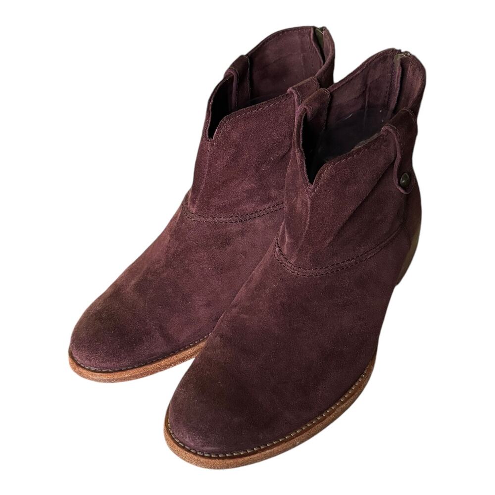 Johnston & Murphy Stephanie Maroon Suede Stitched Bootie heel zipper size 9 - Picture 14 of 15